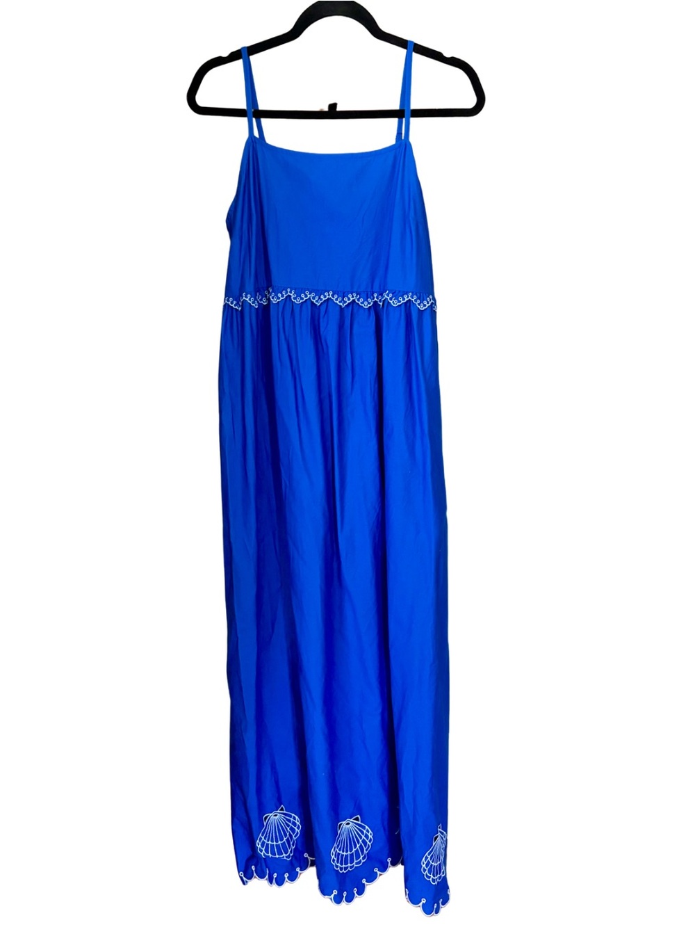 Goa Beachwear by Japna Blue Embroidered Seashell Maxi Dress Medium Coastal